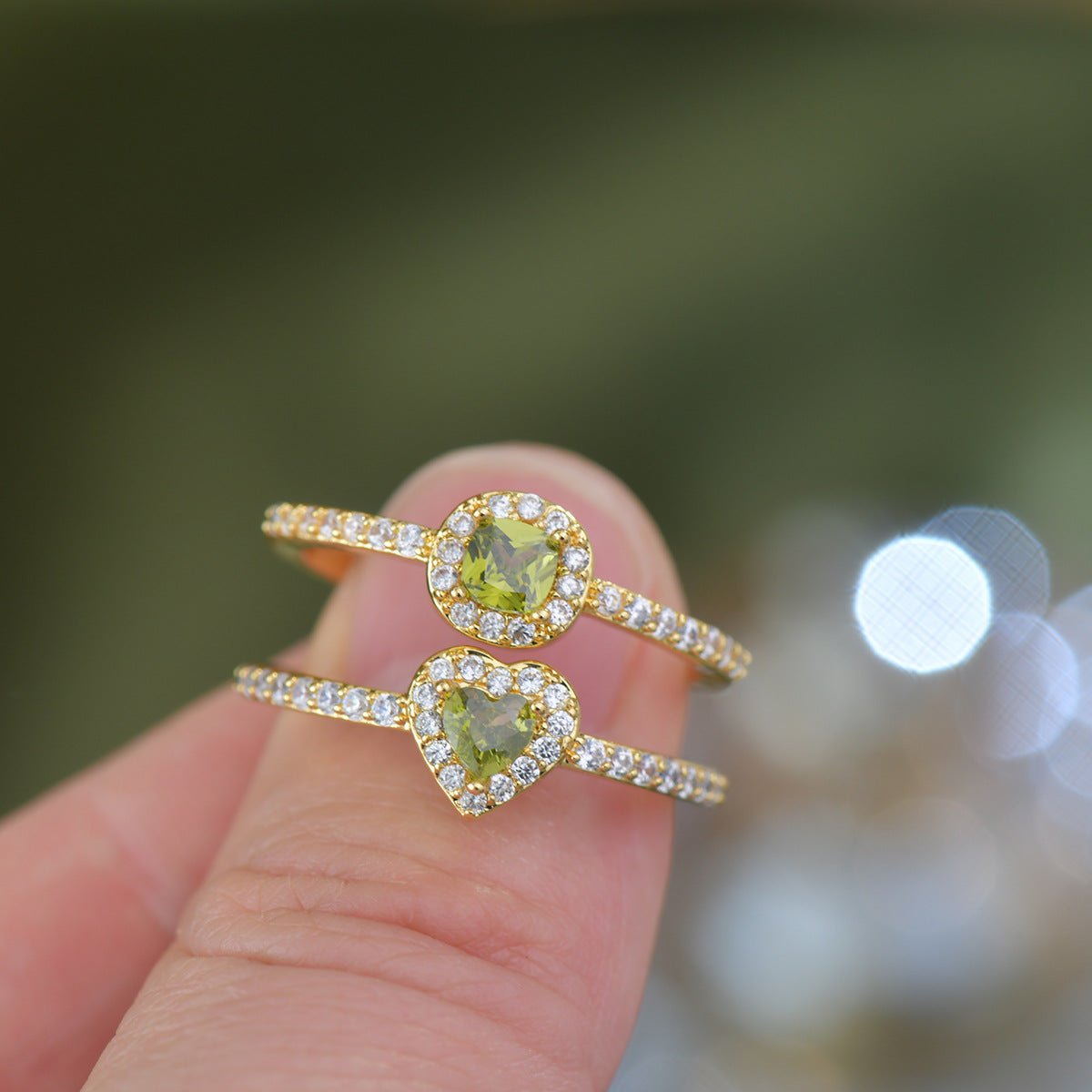 Pavé Halo Regal Peridot Ring - Gold-Plated - Abbott Atelier