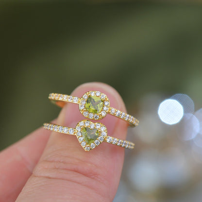 Pavé Halo Regal Peridot Ring - Gold-Plated - Abbott Atelier