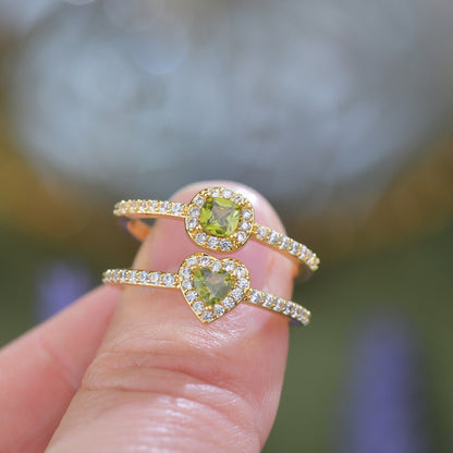 Pavé Halo Regal Peridot Ring - Gold-Plated - Abbott Atelier