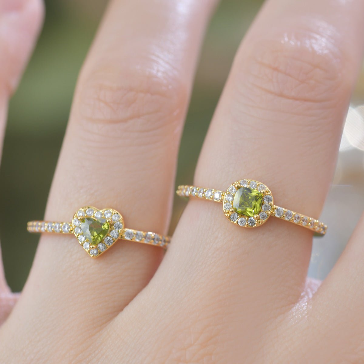 Pavé Halo Regal Peridot Ring - Gold-Plated - Abbott Atelier