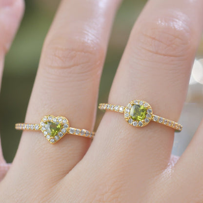 Pavé Halo Regal Peridot Ring - Gold-Plated - Abbott Atelier