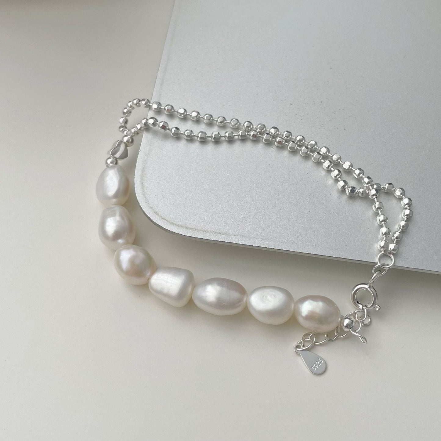 Pearl Bracelet - Asha (Solid Silver) - Freshwater Pearls - Abbott Atelier