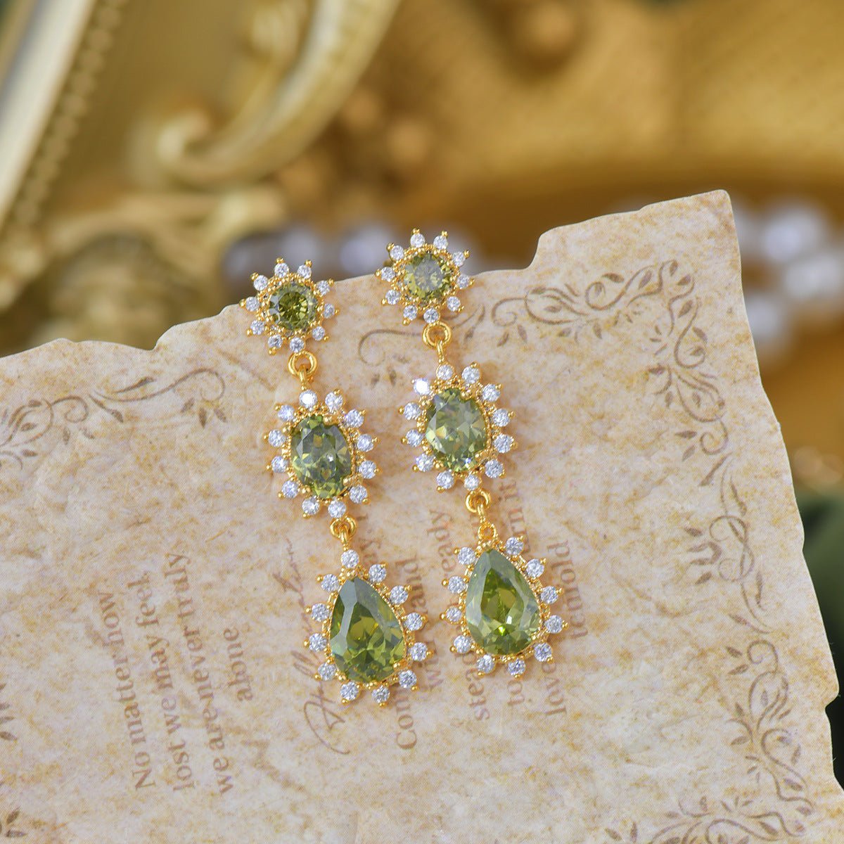Peridot Baroque Drop Earrings - Hypoallergenic - Abbott Atelier