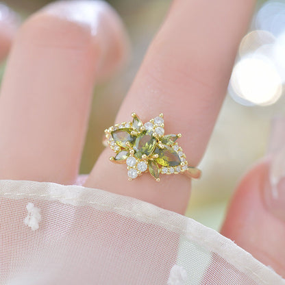 Peridot Blossom Ring - Gold - Plated - Abbott Atelier