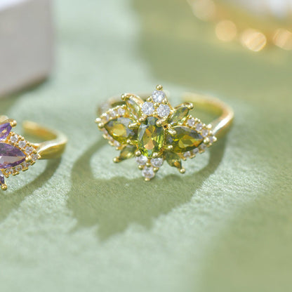 Peridot Blossom Ring - Gold - Plated - Abbott Atelier