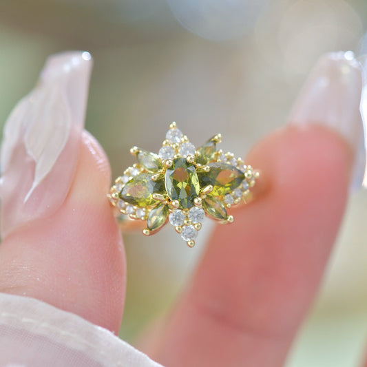 Peridot Blossom Ring - Gold - Plated - Abbott Atelier