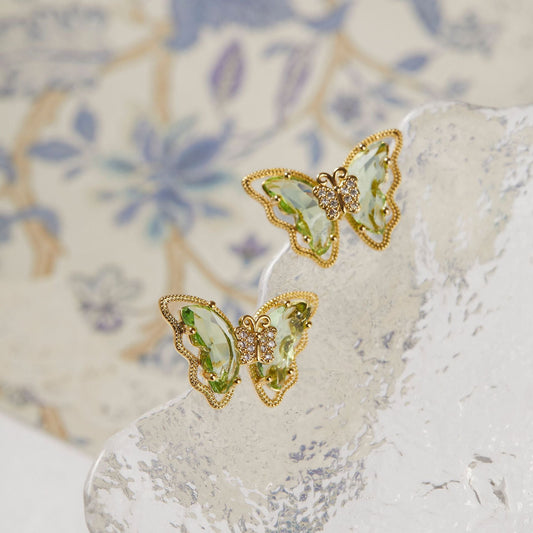 Peridot Butterfly Earrings - Hypoallergenic - Abbott Atelier
