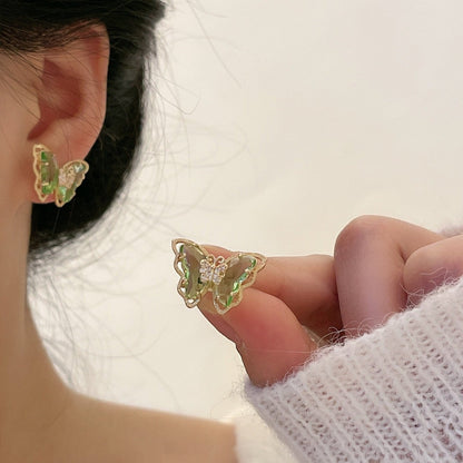Peridot Butterfly Earrings - Hypoallergenic - Abbott Atelier