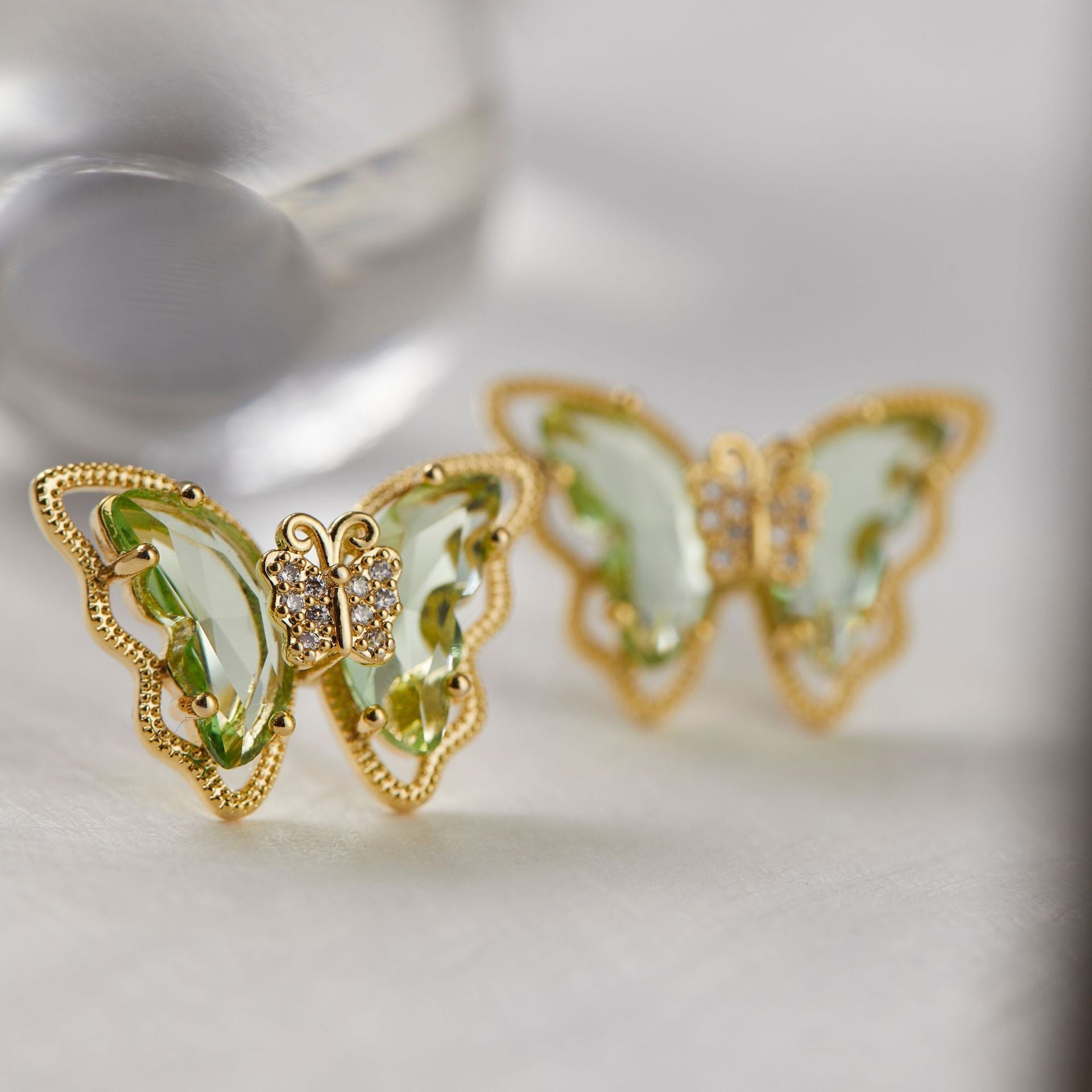 Peridot Butterfly Earrings - Hypoallergenic - Abbott Atelier