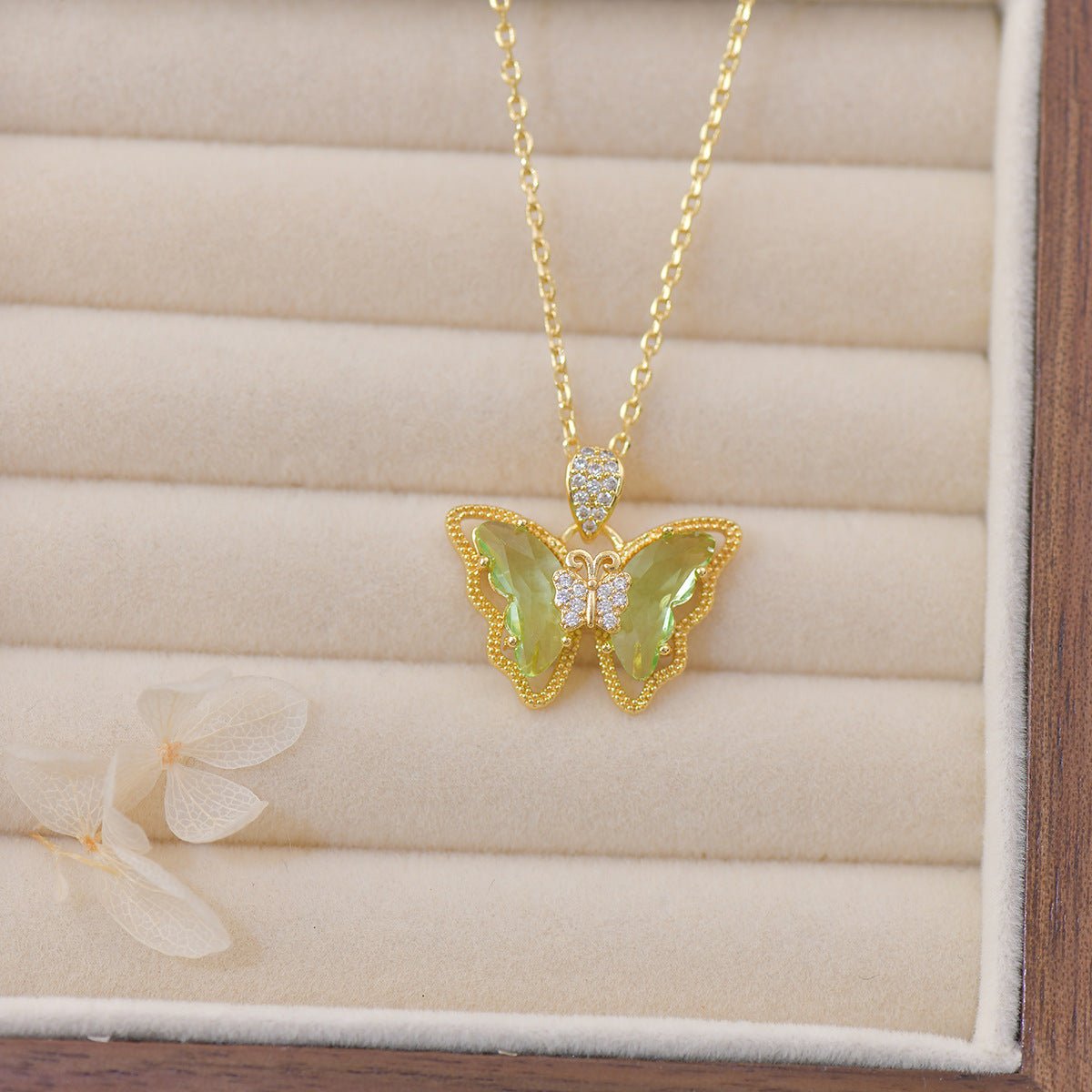 Peridot Butterfly Necklace - Gold Plated - Abbott Atelier