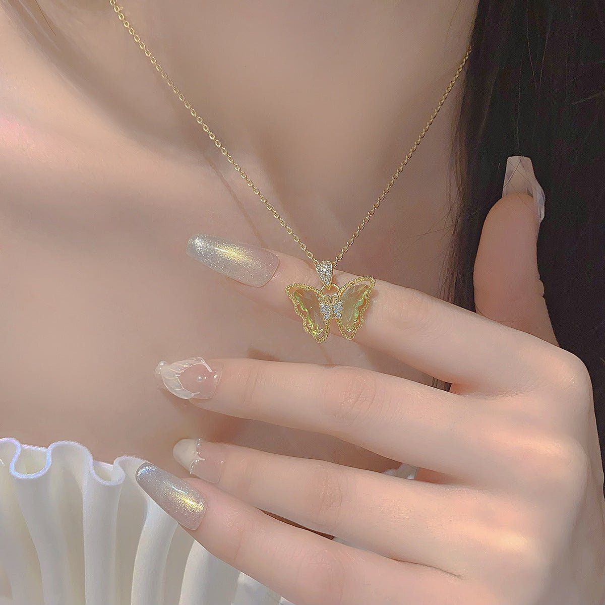 Peridot Butterfly Necklace - Gold Plated - Abbott Atelier