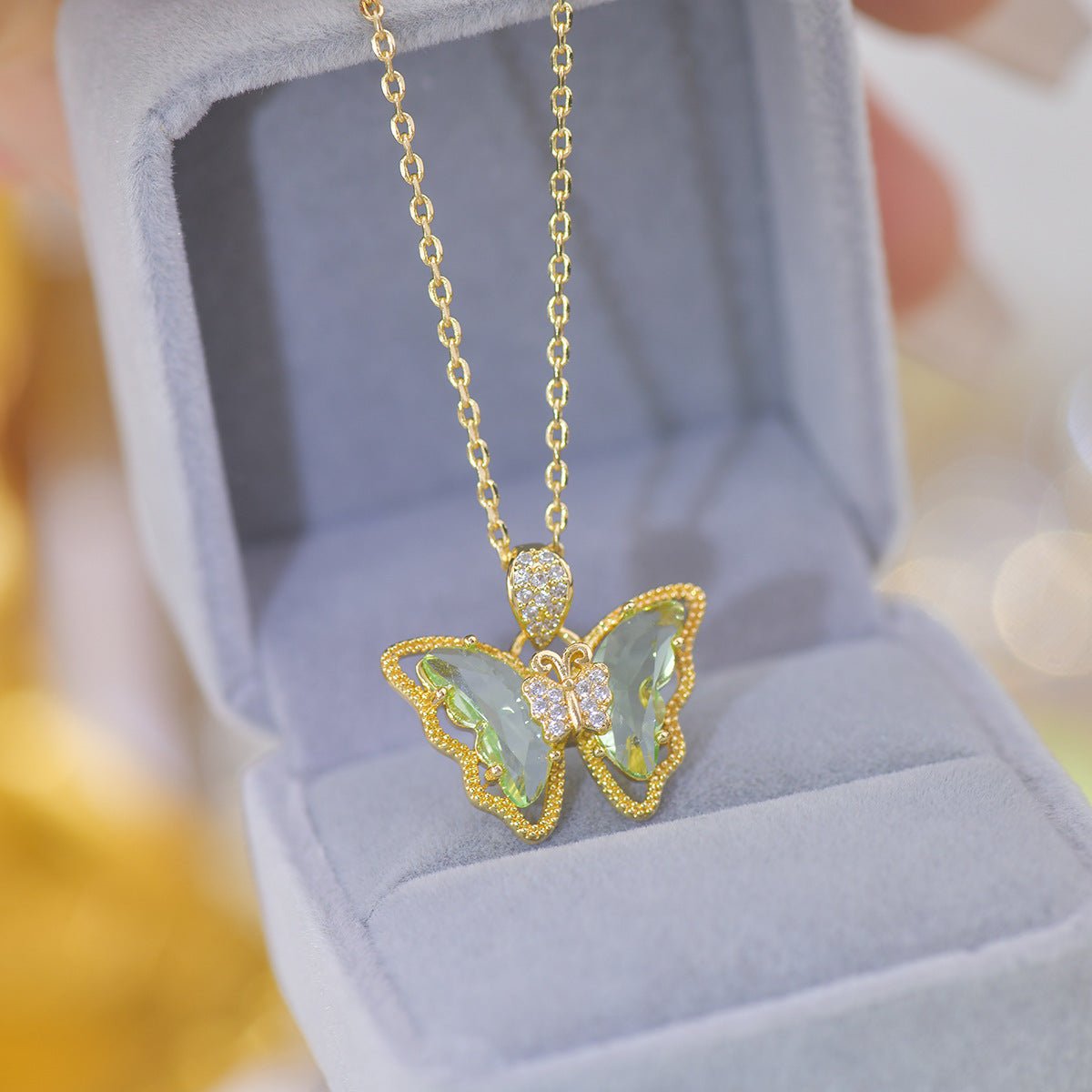 Peridot Butterfly Necklace - Gold Plated - Abbott Atelier