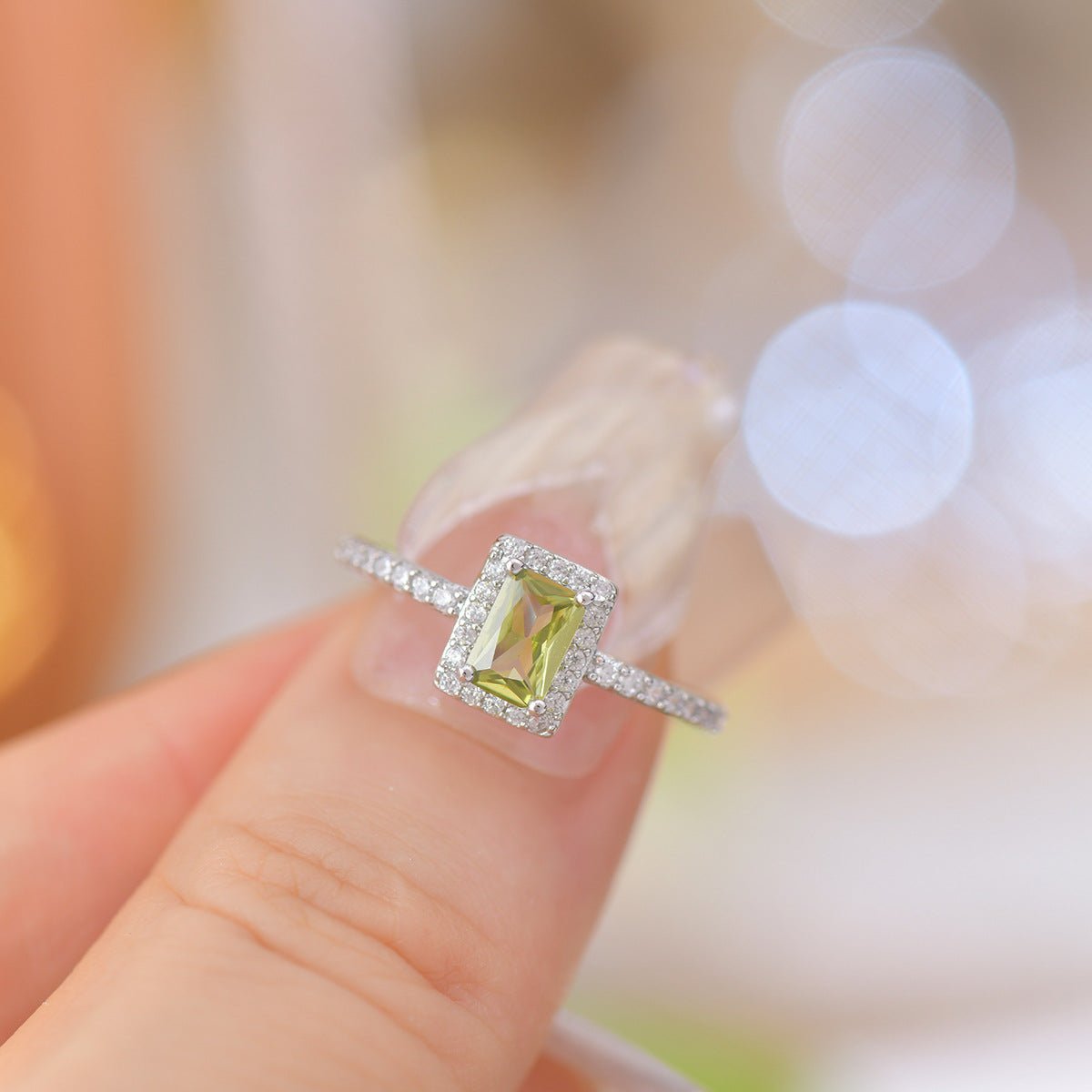 Peridot Halo Ring - Gold - Plated - Abbott Atelier