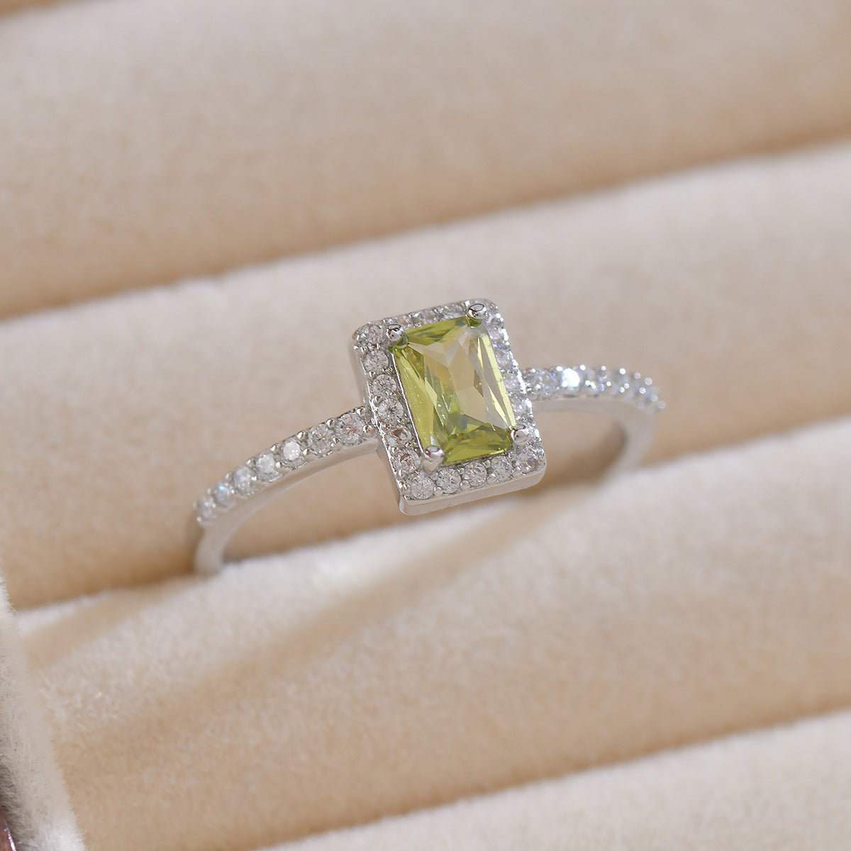 Peridot Halo Ring - Gold - Plated - Abbott Atelier