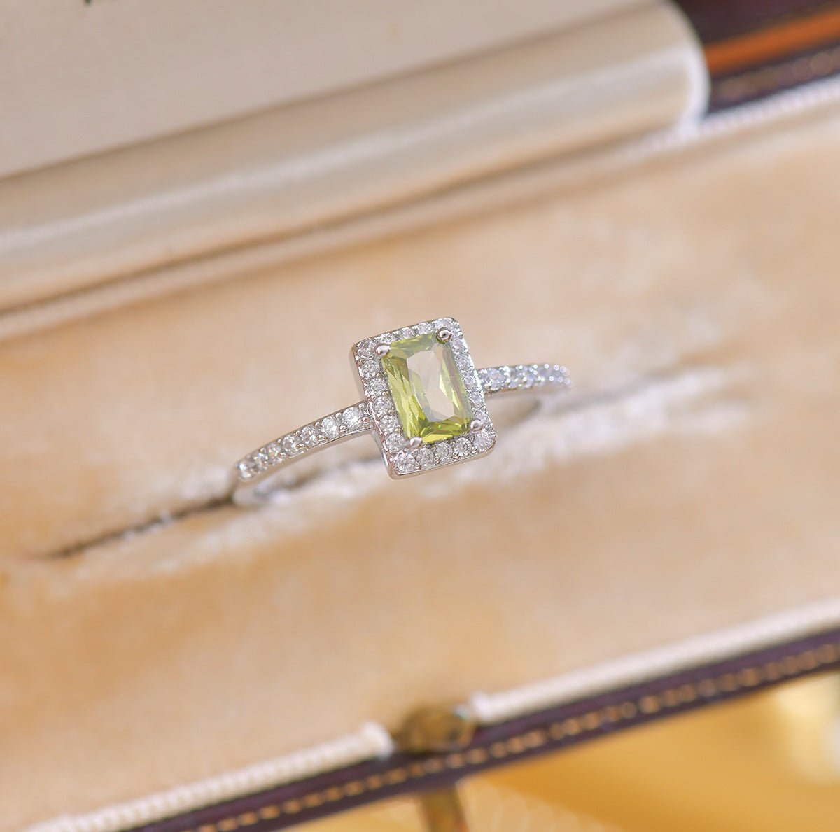 Peridot Halo Ring - Gold - Plated - Abbott Atelier
