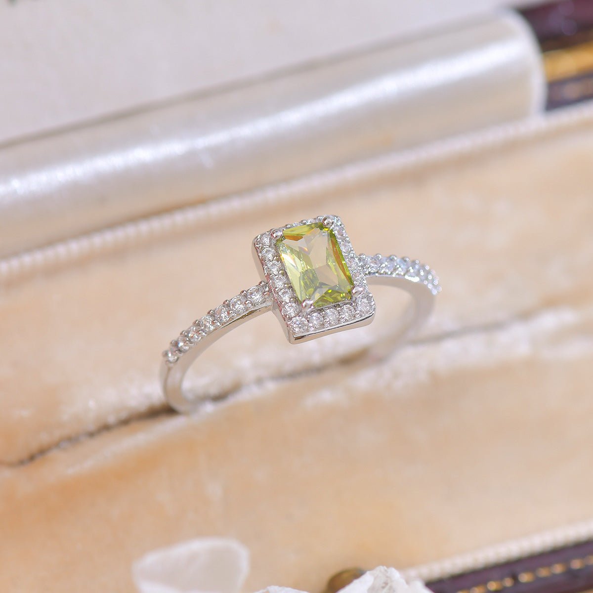 Peridot Halo Ring - Gold - Plated - Abbott Atelier