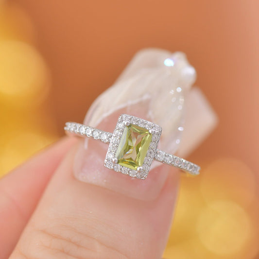 Peridot Halo Ring - Gold - Plated - Abbott Atelier