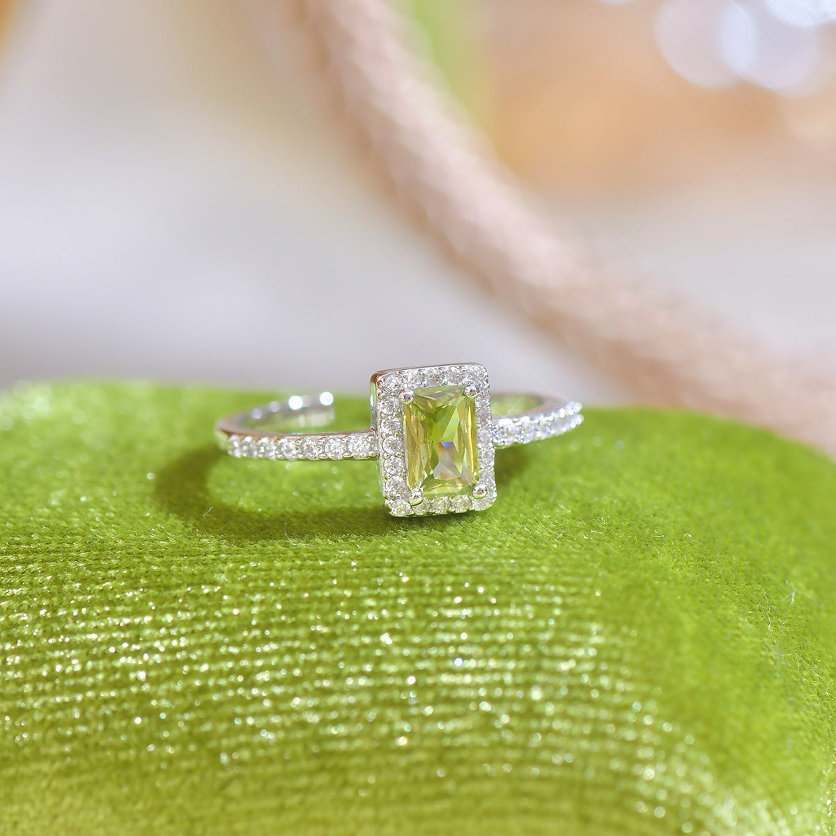 Peridot Halo Ring - Gold - Plated - Abbott Atelier