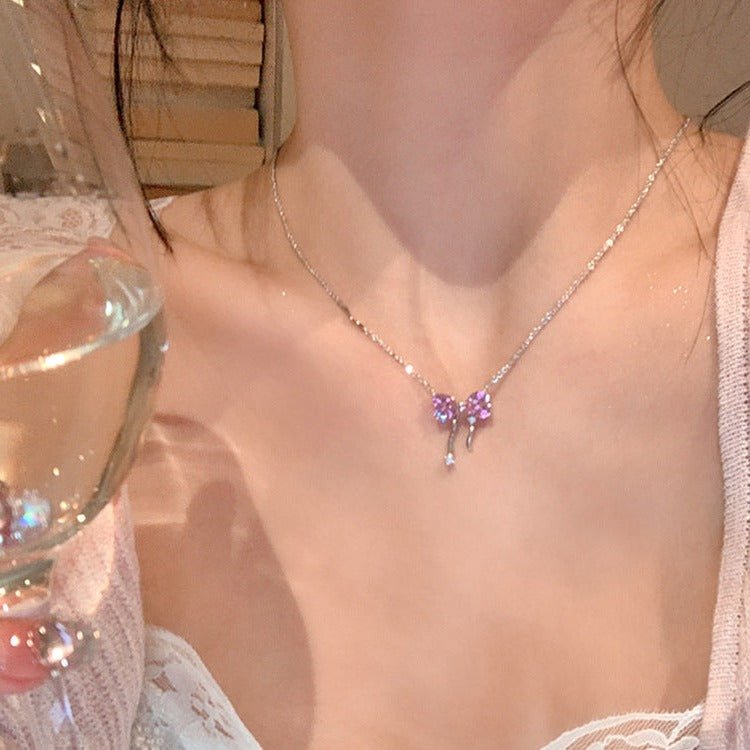 Pink Bow Necklace - Gold - Plated - Abbott Atelier