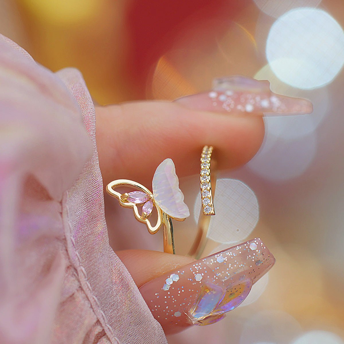 Pink Flying Rings Pink Butterfly Ring - Chrissy | Abbott Atelier | Romantic Jewelry