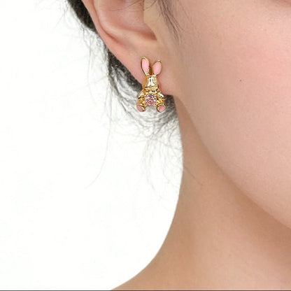 Pink Heart Bunny Earrings - Hypoallergenic - Abbott Atelier