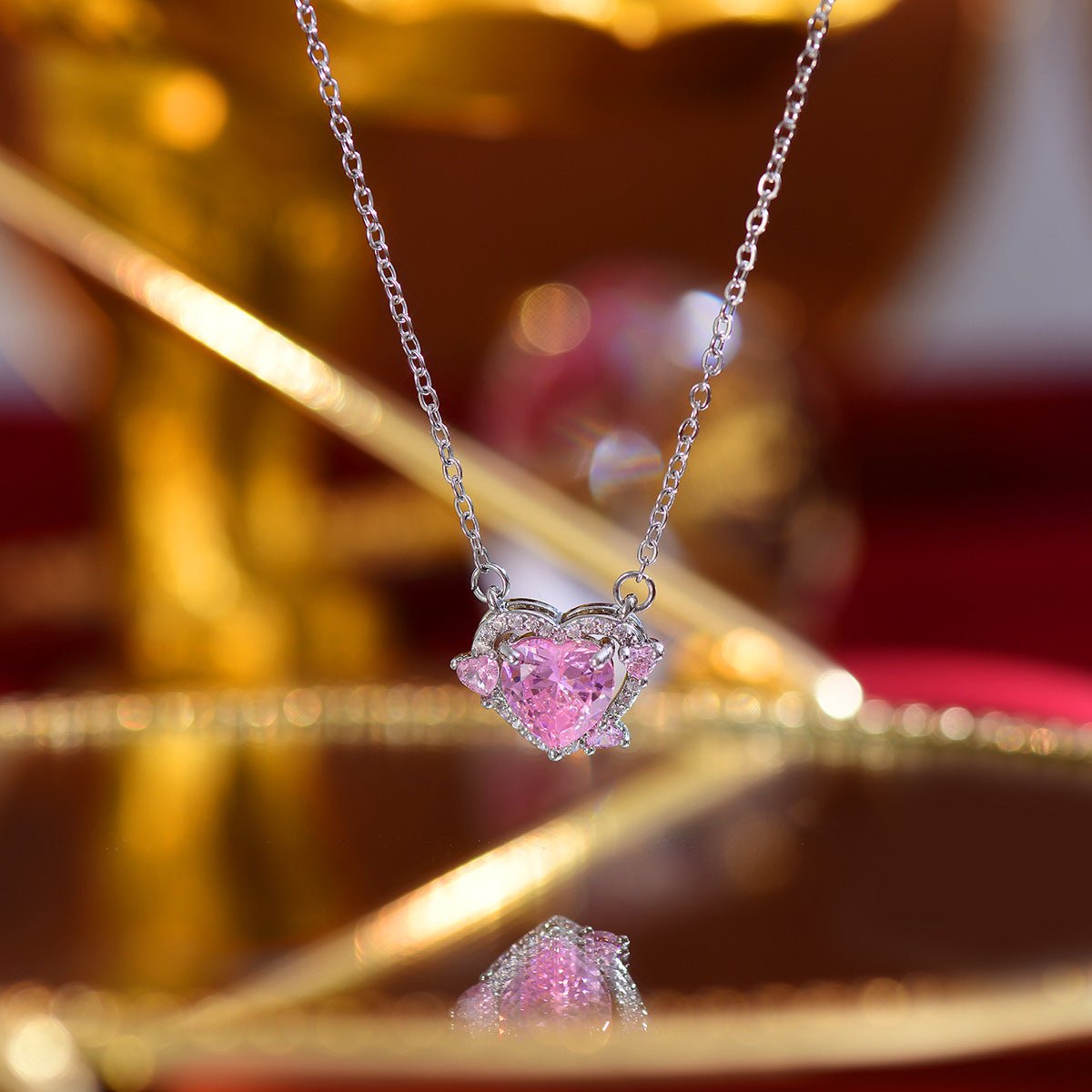 Pink Heart Necklace - Peggy - Gold Plated - Abbott Atelier