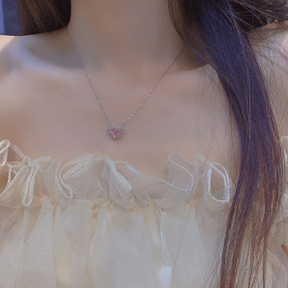 Pink Heart Necklace - Peggy - Gold Plated - Abbott Atelier