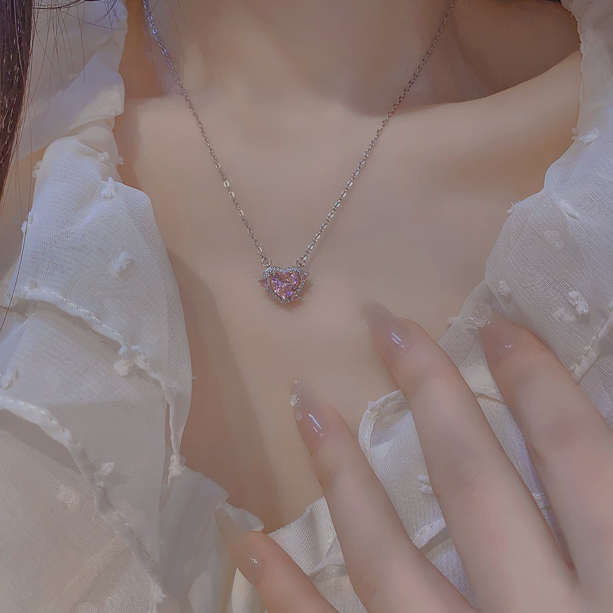 Pink Heart Necklace - Peggy - Gold Plated - Abbott Atelier