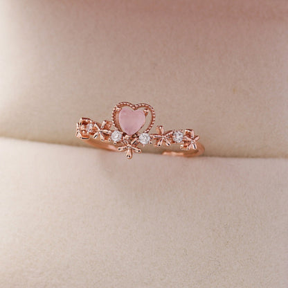 Pink Heart Ring - Bridget - Gold - Plated - Abbott Atelier
