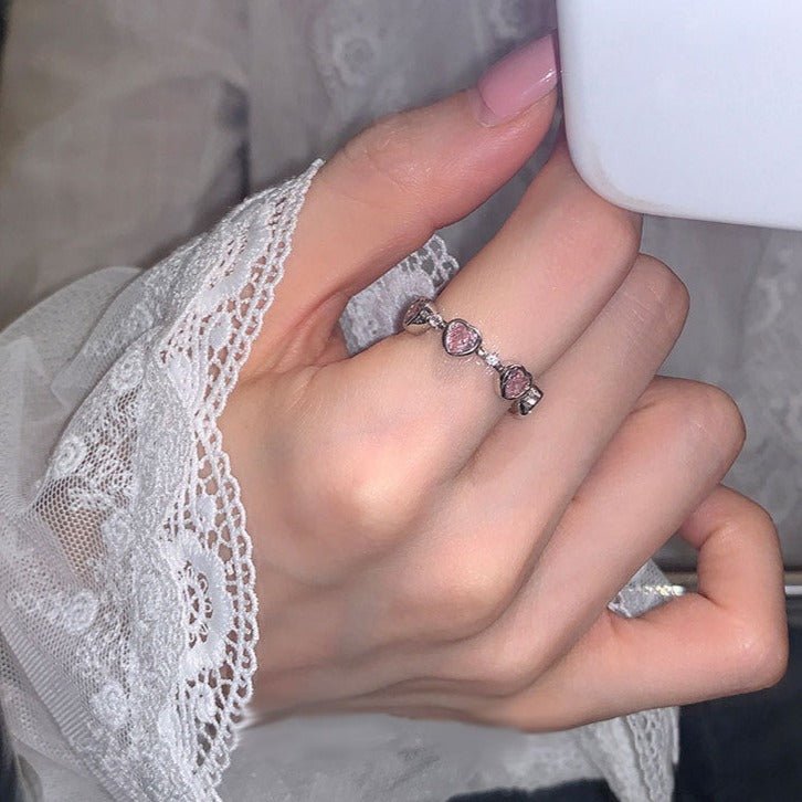 Pink Heart Ring (Solid Silver) - Hypoallergenic - Abbott Atelier