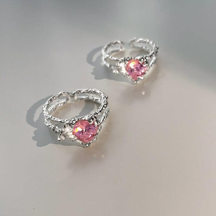 Pink Heart Ring (Solid Silver) - Hypoallergenic - Abbott Atelier