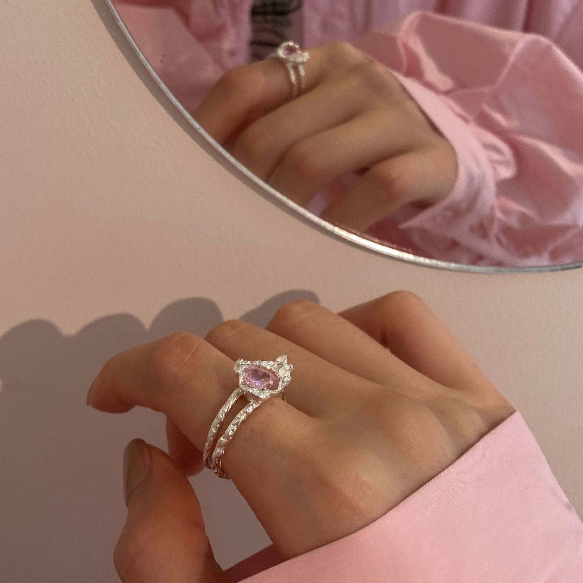Pink Heart Ring (Solid Silver) - Hypoallergenic - Abbott Atelier