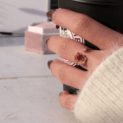 Pink Moon and Star Ring - Jodie - Gold - Plated - Abbott Atelier