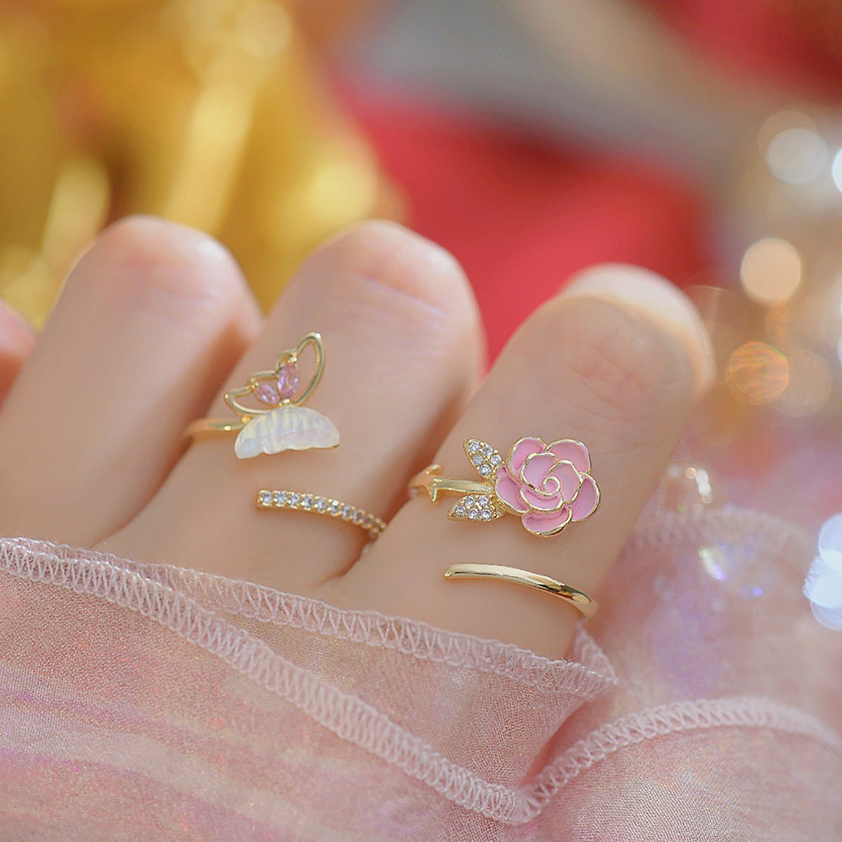 Pink Rose Ring - Lora - Gold - Plated - Abbott Atelier