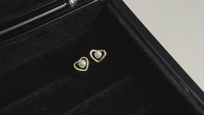 Pearly Heart Stud Earrings
