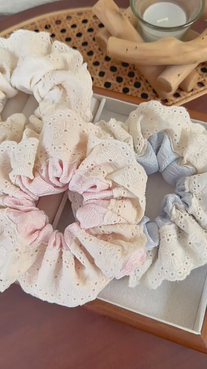 Embroidered Flower Scrunchie (3 Colors)