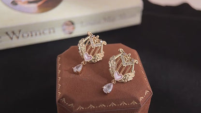 Amour Heart Lyre Earrings