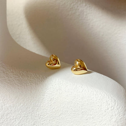 Puffy Heart Stud Earrings - Hypoallergenic - Abbott Atelier