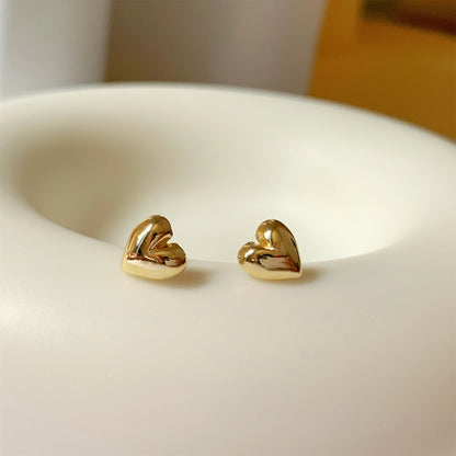 Puffy Heart Stud Earrings - Hypoallergenic - Abbott Atelier