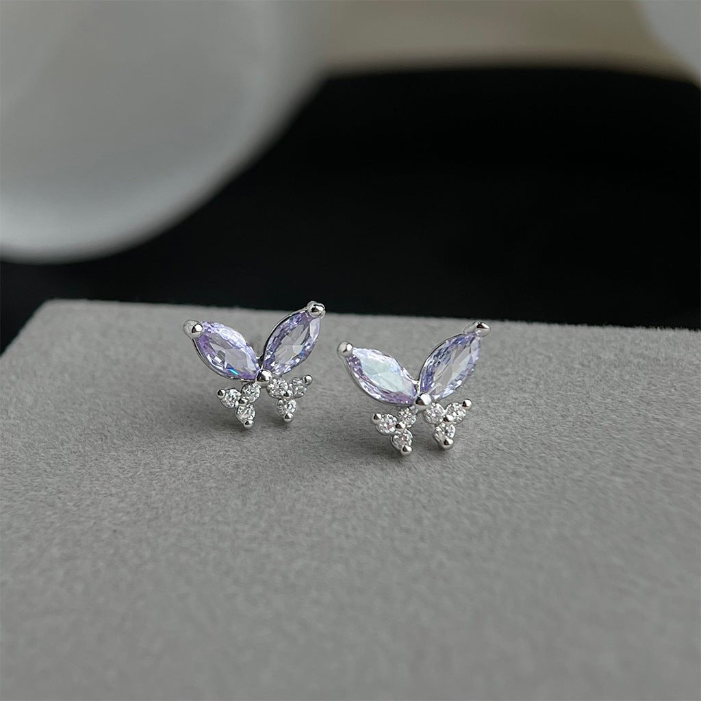 Purple Butterfly Stud Earrings - Hypoallergenic - Abbott Atelier