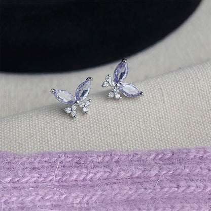 Purple Butterfly Stud Earrings - Hypoallergenic - Abbott Atelier