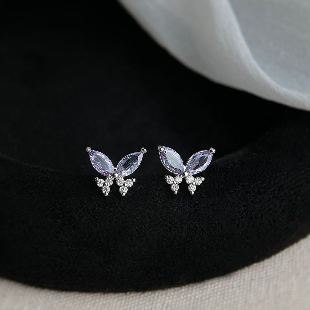 Purple Butterfly Stud Earrings - Hypoallergenic - Abbott Atelier