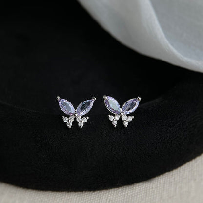 Purple Butterfly Stud Earrings - Hypoallergenic - Abbott Atelier