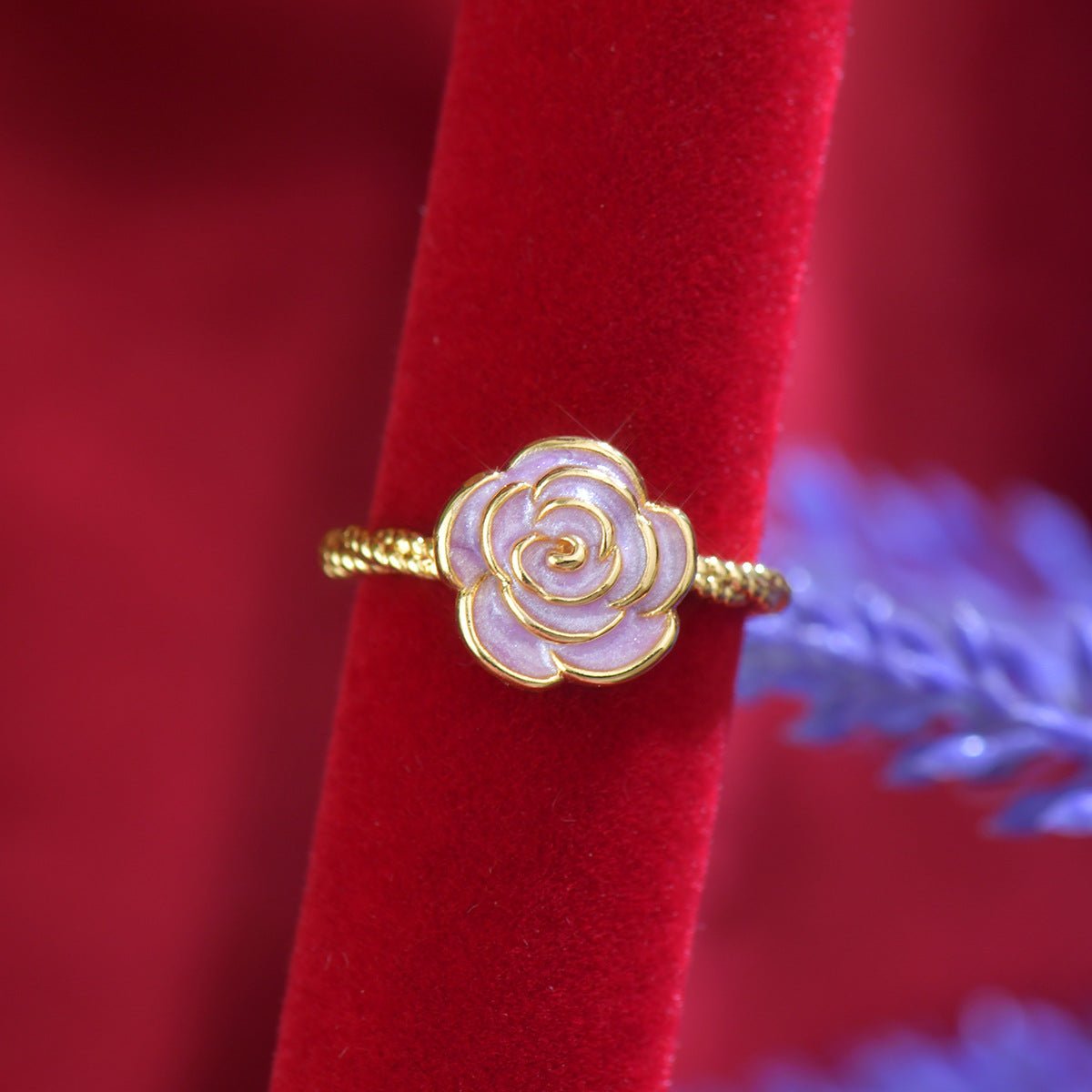Purple Camellia Ring - Gold - Plated - Abbott Atelier