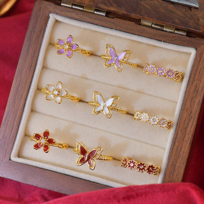 Purple Daisy Band Ring - Gold - Plated - Abbott Atelier