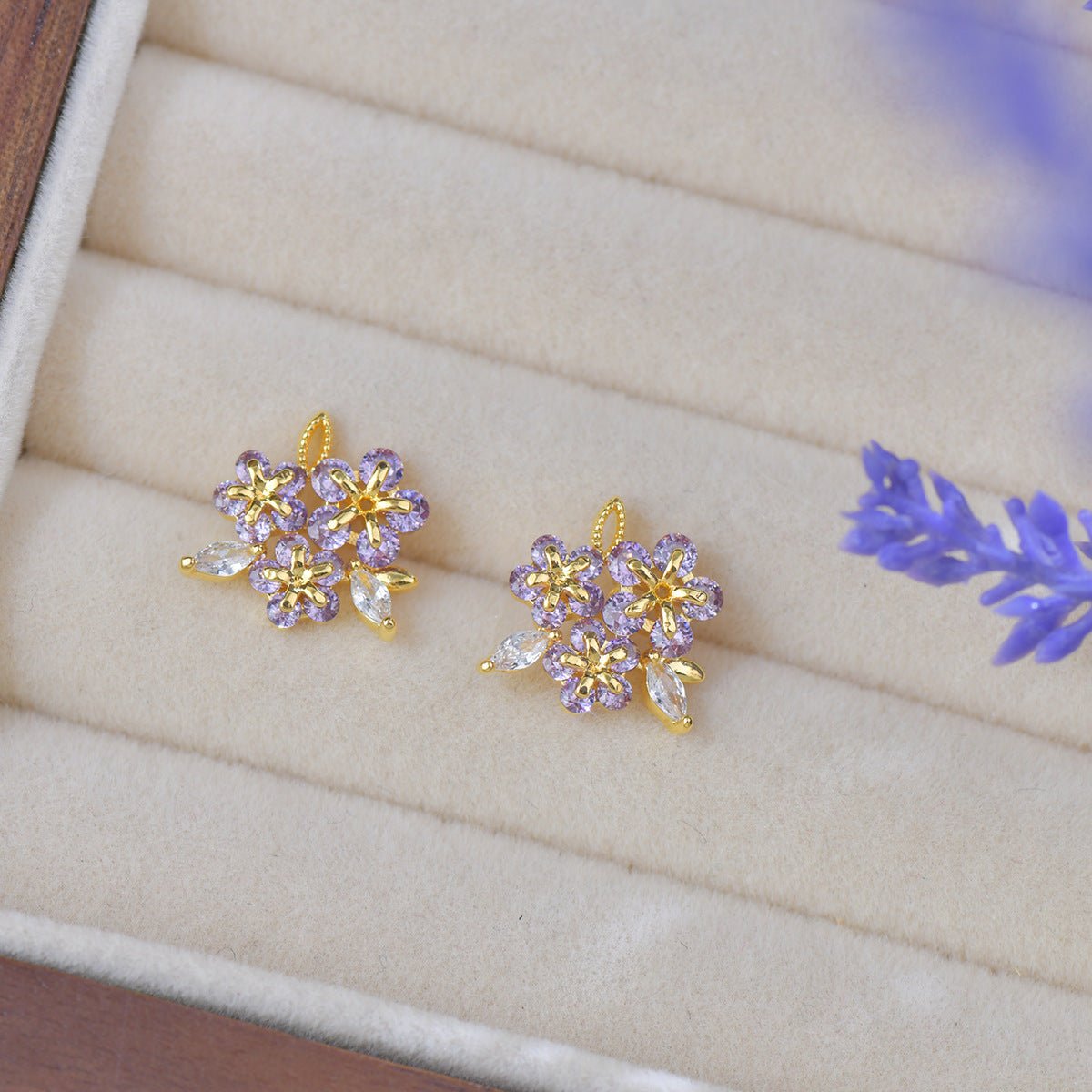 Purple Lilac Earrings - Gold Plated - Abbott Atelier