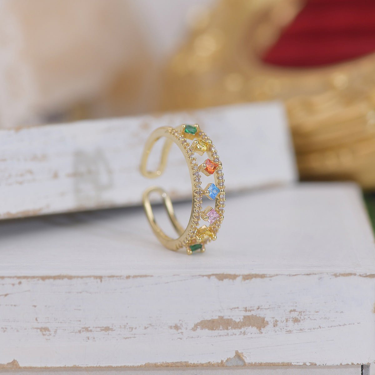 Rainbow Gemstone Ring - Gold - Plated - Abbott Atelier
