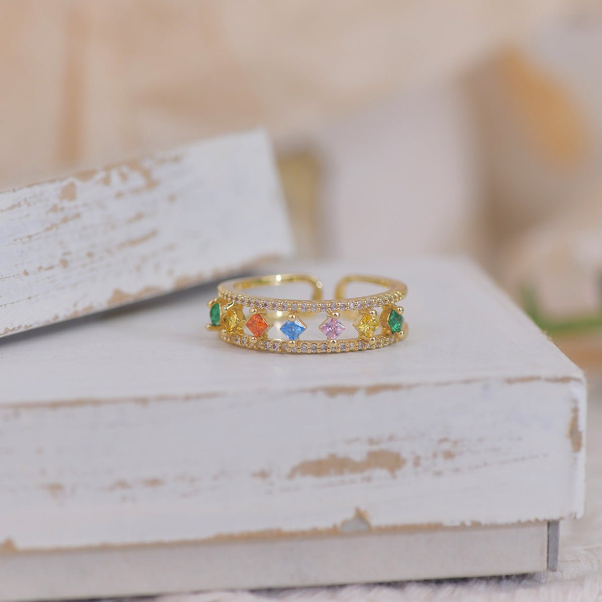 Rainbow Gemstone Ring - Gold - Plated - Abbott Atelier