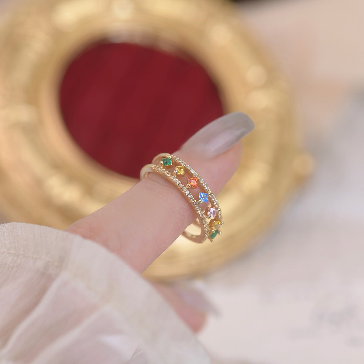 Rainbow Gemstone Ring - Gold - Plated - Abbott Atelier