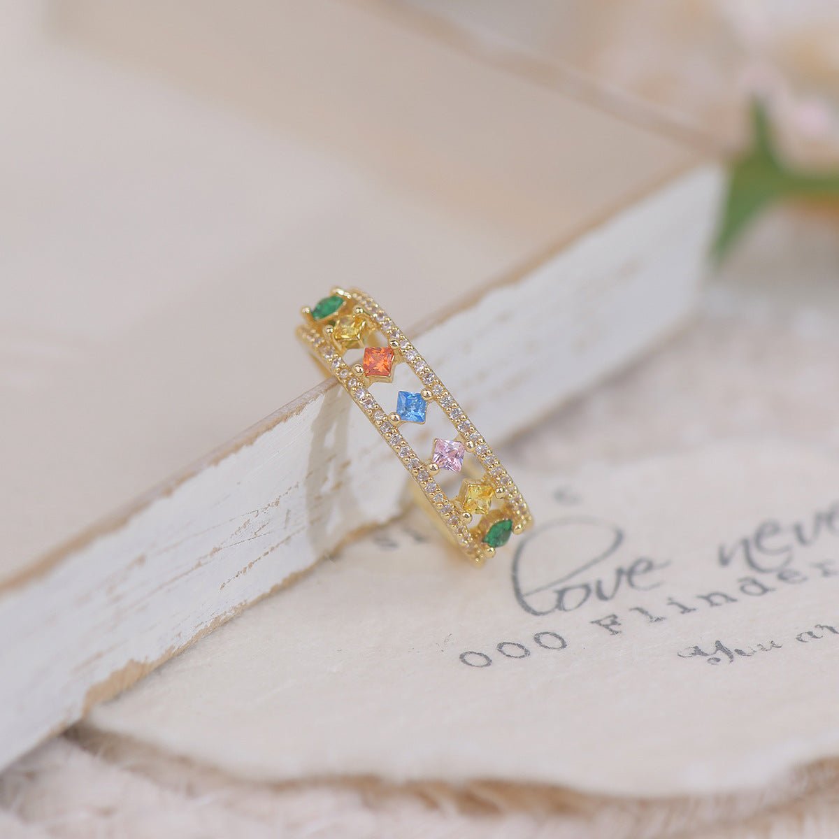 Rainbow Gemstone Ring - Gold - Plated - Abbott Atelier